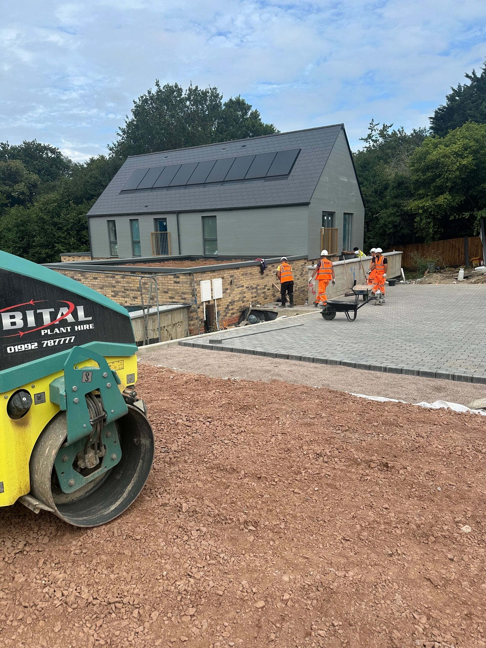 KGK construction site with solar panel building